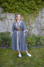 Load image into Gallery viewer, Black Repurposed Sari Laxmi kaftan Dress www.karmaripon.co.uk