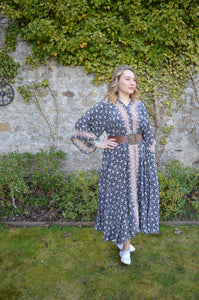 Black Repurposed Sari Laxmi kaftan Dress www.karmaripon.co.uk