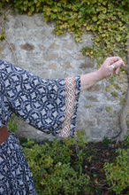 Load image into Gallery viewer, Black Repurposed Sari Laxmi kaftan Dress www.karmaripon.co.uk