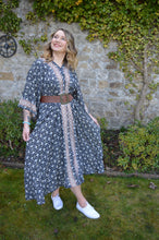 Load image into Gallery viewer, Black Repurposed Sari Laxmi kaftan Dress www.karmaripon.co.uk