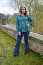 Load image into Gallery viewer, Blue Dori Tassel Top Repurposed Sari www.karmaripon.co.uk