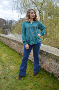 Blue Dori Tassel Top Repurposed Sari www.karmaripon.co.uk