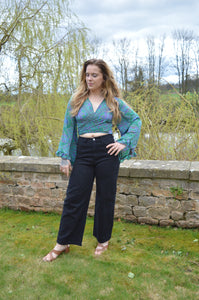 Blue Repurposed Sari Butterfly Top www.karmaripon.co.uk