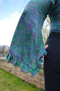 Blue Repurposed Sari Butterfly Top www.karmaripon.co.uk