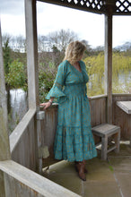 Load image into Gallery viewer, Turquoise Laal Dress Size L UK 14-18 www.karmaripon.co.uk
