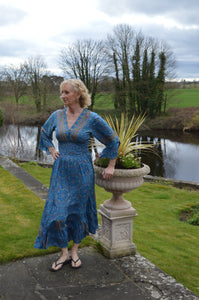 Deep Blue Safed Dress M/L www.karmaripon.co.uk