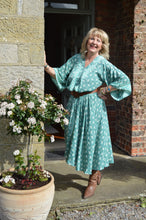 Load image into Gallery viewer, Turquoise Sari Laxmi kaftan Dress www.karmaripon.co.uk