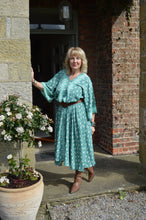 Load image into Gallery viewer, Turquoise Sari Laxmi kaftan Dress www.karmaripon.co.uk