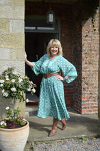 Load image into Gallery viewer, Turquoise Sari Laxmi kaftan Dress www.karmaripon.co.uk