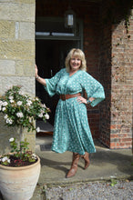Load image into Gallery viewer, Turquoise Sari Laxmi kaftan Dress www.karmaripon.co.uk