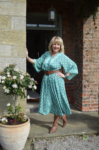Turquoise Sari Laxmi kaftan Dress www.karmaripon.co.uk