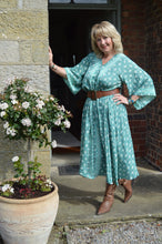 Load image into Gallery viewer, Turquoise Sari Laxmi kaftan Dress www.karmaripon.co.uk