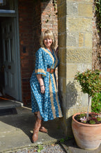 Load image into Gallery viewer, Teal Sari Laxmi kaftan Dress  www.karmaripon.co.uk