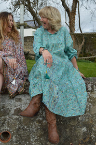 Anika Blue Flowy Cotton Dress  www.karmaripon.co.uk