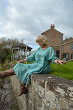 Load image into Gallery viewer, Anika Blue Flowy Cotton Dress  www.karmaripon.co.uk