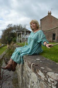 Anika Blue Flowy Cotton Dress  www.karmaripon.co.uk