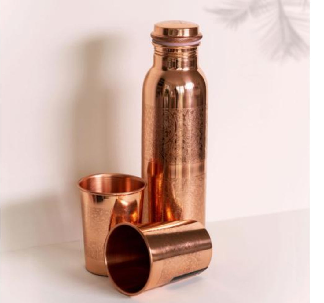 Copper bottle & cup gift set