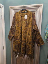 Load image into Gallery viewer, Tassel Shawl Coat/cardigan Brown www.karmaripon.co.uk