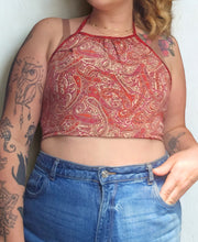 Load image into Gallery viewer, Reversible Repurposed Sari Choli Top UK8-14 www.karmaripon.co.uk