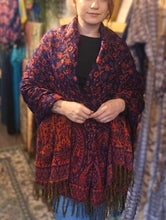 Load image into Gallery viewer, Warm indian shawl with tassels www.karmaripon.co.uk