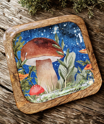 Mushroom wooden trinket tray