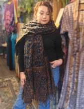 Load image into Gallery viewer, Warm indian shawl with tassels www.karmaripon.co.uk