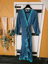Load image into Gallery viewer, Amrita Boho Frill wrap Dress UK 10-12  www.karmaripon.co.uk