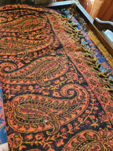 Load image into Gallery viewer, Cosy Large Indian Shawl With Tassels Black &amp; Red