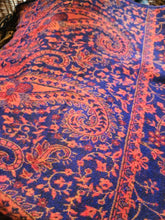 Load image into Gallery viewer, Cosy Large Indian Shawl With Tassels Purple &amp; Orange