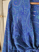 Load image into Gallery viewer, Blue Repurposed Sari Butterfly Top 8-14