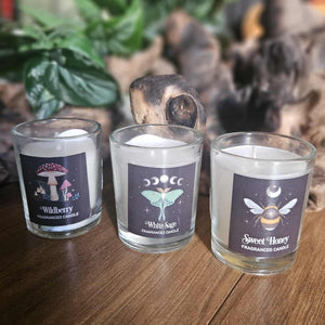 Three glass scented candles www.karmaripon.co.uk