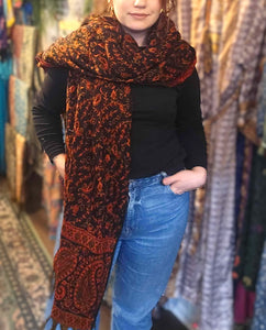 Warm indian shawl with tassels www.karmaripon.co.uk