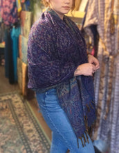 Load image into Gallery viewer, Warm indian shawl with tassels www.karmaripon.co.uk