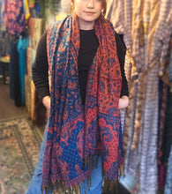 Load image into Gallery viewer, Warm indian shawl with tassels www.karmaripon.co.uk