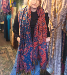 Warm indian shawl with tassels www.karmaripon.co.uk