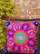 Load image into Gallery viewer, Our Suzani Boho Handmade cushions will bring a splash of colour to any area of your home or office. www.karmaripon.co.uk