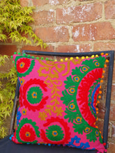 Load image into Gallery viewer, Our Suzani Boho Handmade cushions will bring a splash of colour to any area of your home or office. www.karmaripon.co.uk