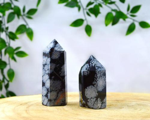 Snowflake Obsidian crystal point www.karmaripon.co.uk