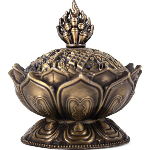 Metal Lotus Incense Holder www.karmaripon.co.uk