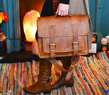 Load image into Gallery viewer, One Pocket Leather Satchel www.karmaripon.co.uk