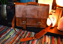 Load image into Gallery viewer, One Pocket Leather Satchel www.karmaripon.co.uk