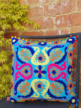 Load image into Gallery viewer, Our Suzani Boho Handmade cushions will bring a splash of colour to any area of your home or office. www.karmaripon.co.uk