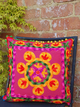 Load image into Gallery viewer, Our Suzani Boho Handmade cushions will bring a splash of colour to any area of your home or office. www.karmaripon.co.uk