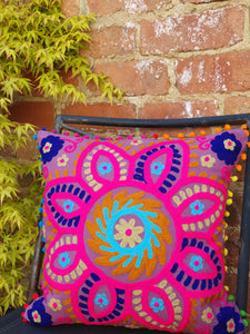 Our Suzani Boho Handmade cushions will bring a splash of colour to any area of your home or office. www.karmaripon.co.uk