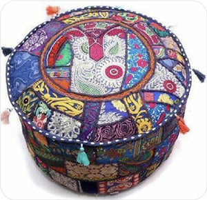 Indian Patchwork Pouffe www.karmaripon.co.uk