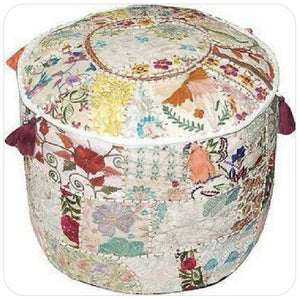 Indian Patchwork Pouffe www.karmaripon.co.uk