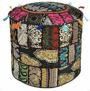 Indian Patchwork Pouffe www.karmaripon.co.uk