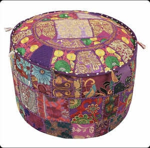 Indian Patchwork Pouffe www.karmaripon.co.uk