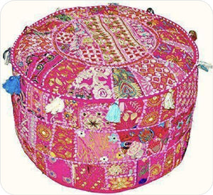 Indian Patchwork Pouffe www.karmaripon.co.uk