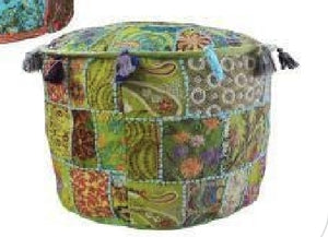 Indian Patchwork Pouffe www.karmaripon.co.uk